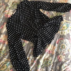 Adorable Black&White Polka Dot Cinch Waist Blouse